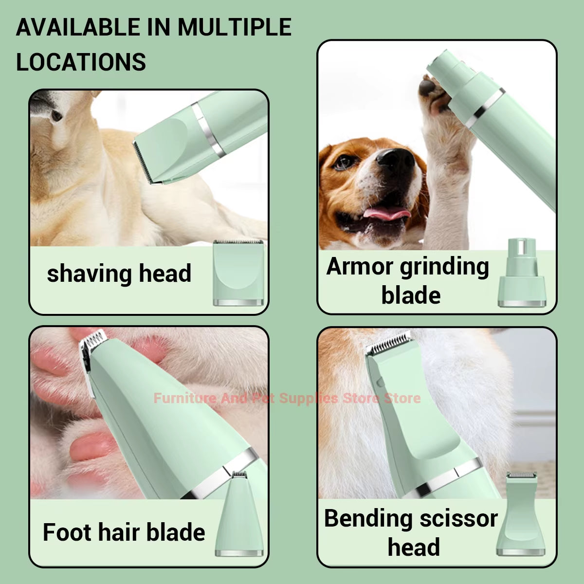 Professional 4-In-1 Electric Pet Grooming Tool Set Dog Hair Clippers USB Rechargeable Pets Haircut Trimmer Shaver Cats Supplies