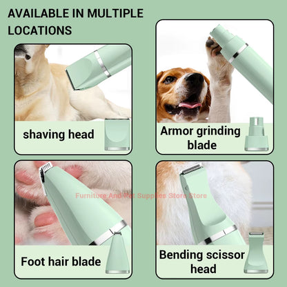Professional 4-In-1 Electric Pet Grooming Tool Set Dog Hair Clippers USB Rechargeable Pets Haircut Trimmer Shaver Cats Supplies
