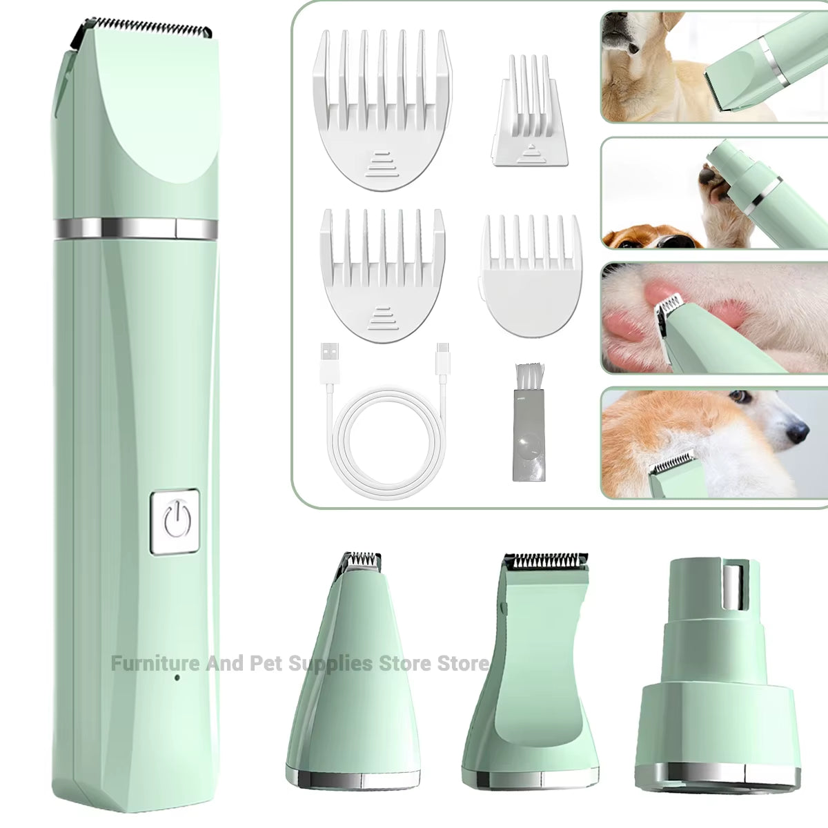 Professional 4-In-1 Electric Pet Grooming Tool Set Dog Hair Clippers USB Rechargeable Pets Haircut Trimmer Shaver Cats Supplies